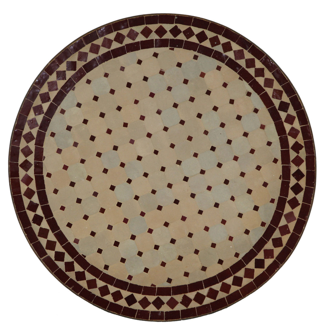 Mosaik Bistrotisch Rund 70 cm Bordeaux/Raute