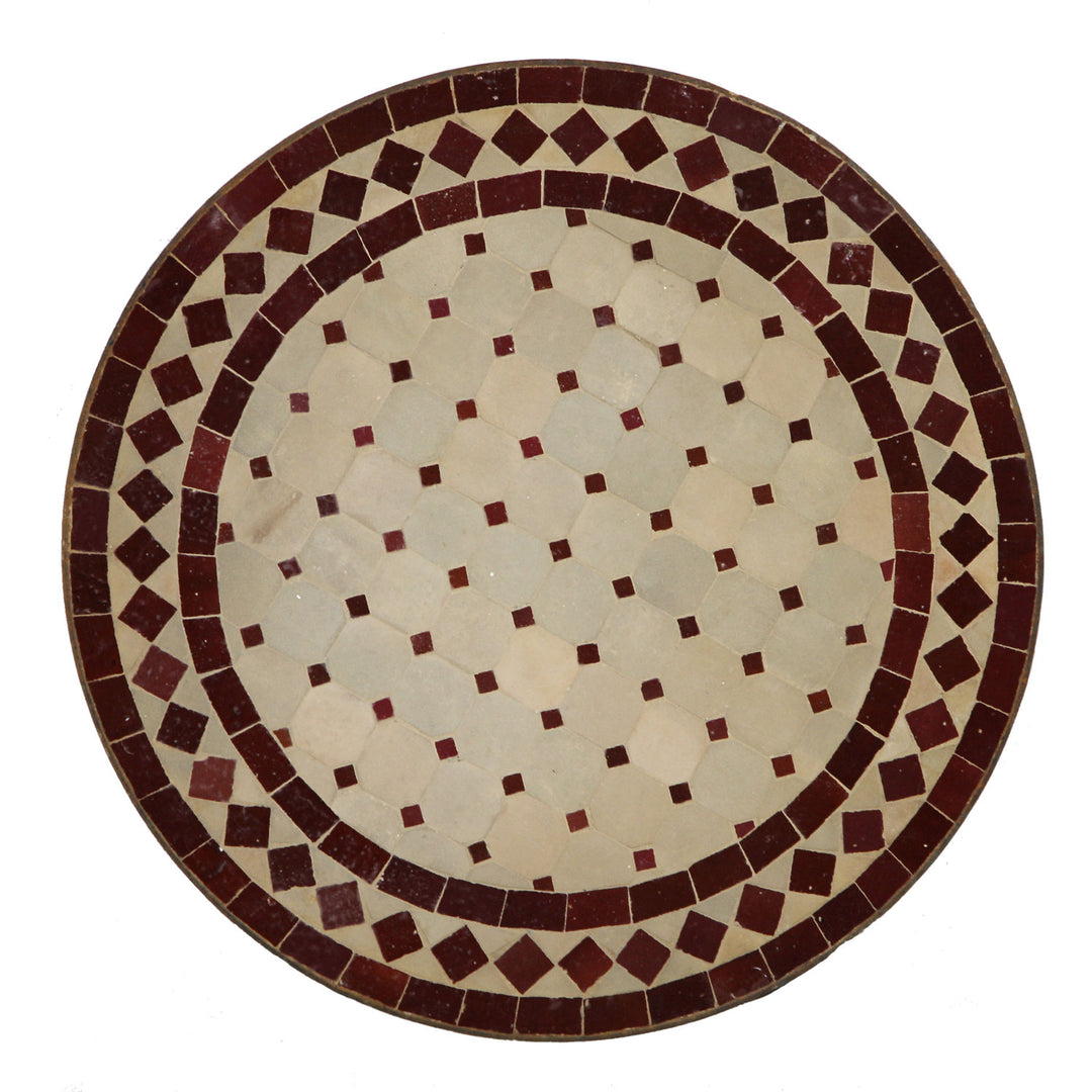 Mosaik-Beistelltisch Ø45 cm Bordeaux-Raute