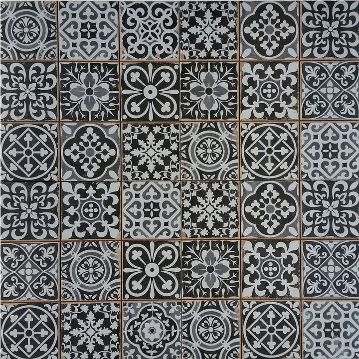 Moroccan Tiles Rahel Black Patchwork
