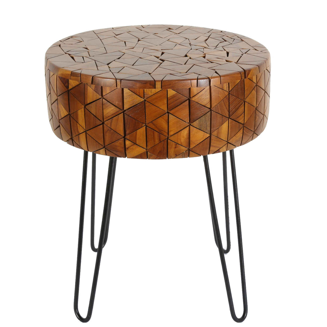 Teak side table Sophie with hairpin legs