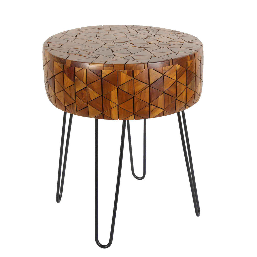 Teak side table Sophie with hairpin legs