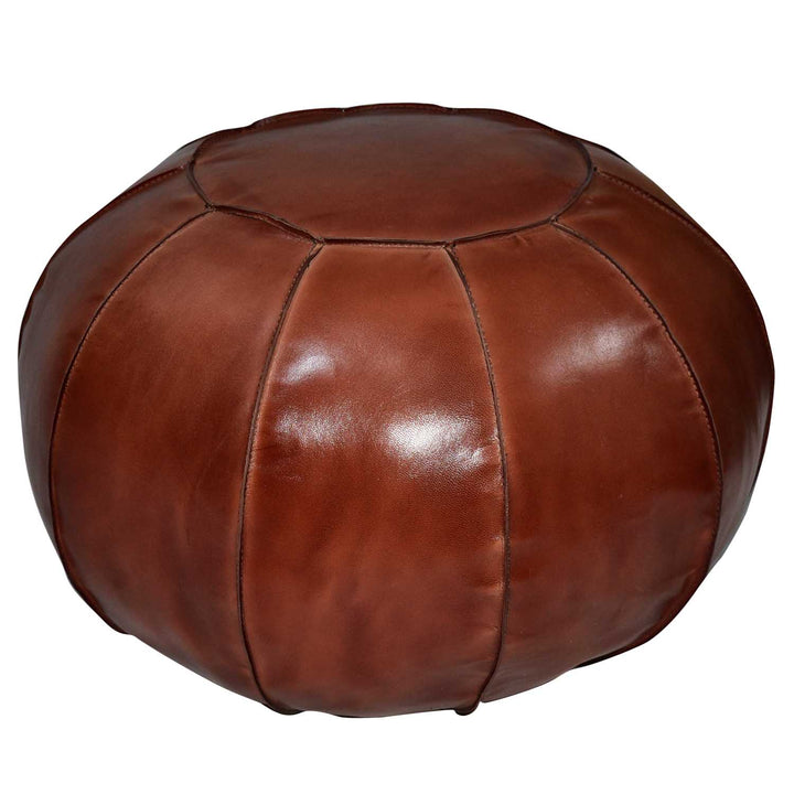 Real leather pouf Yuva caramel