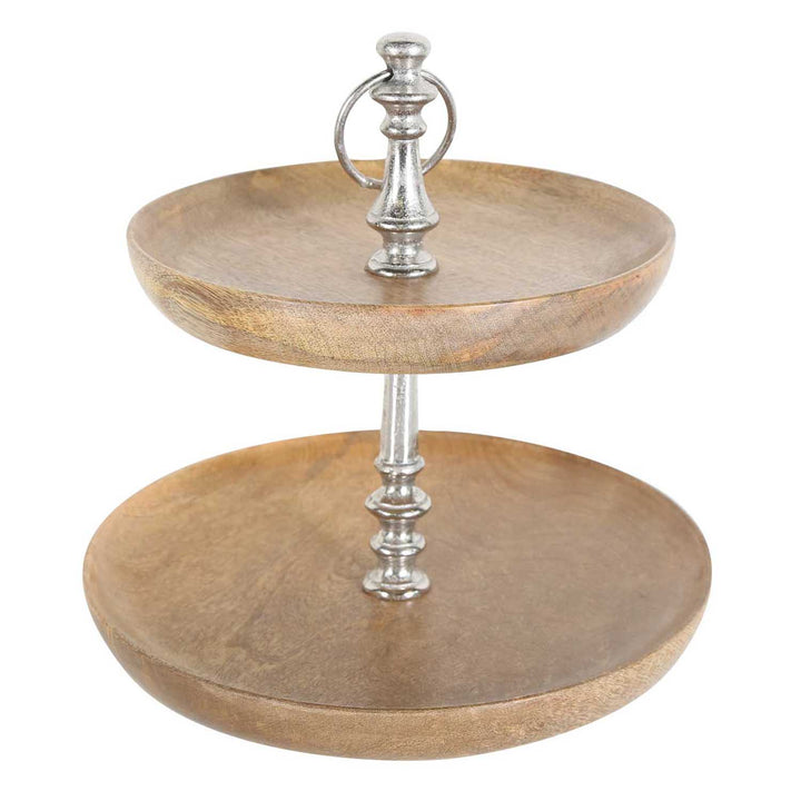 Wooden cake stand with 2 shelves