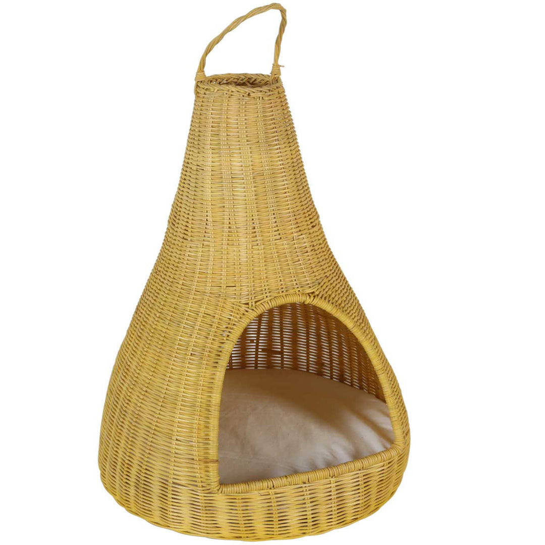 Rattan cat house TIPI with cushions 40x62 cm