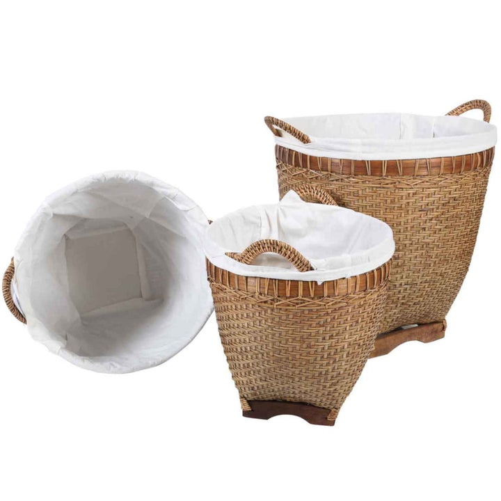 Rattan laundry basket Lea with handle