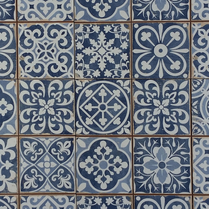 Marokkaanse tegels Rahel blauw patchwork