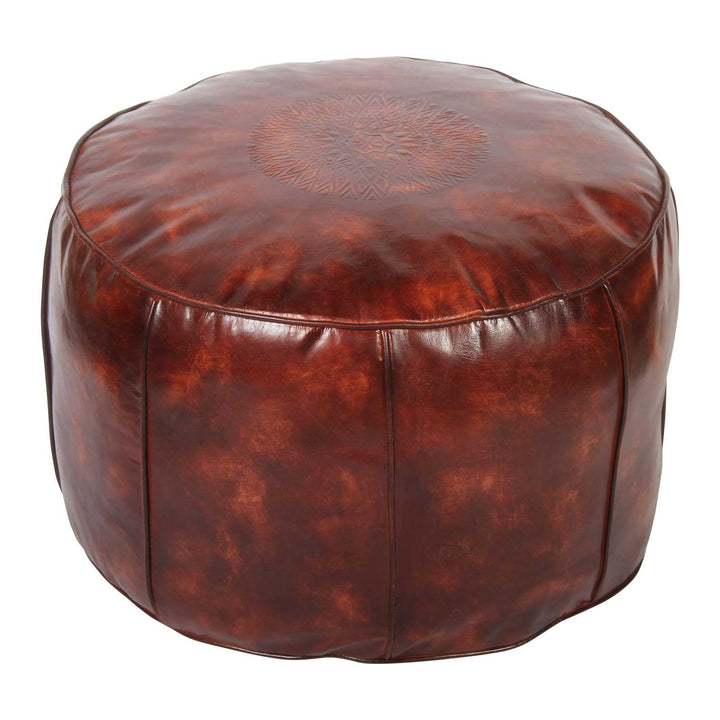 Moroccan leather seat cushion Asli red-brown