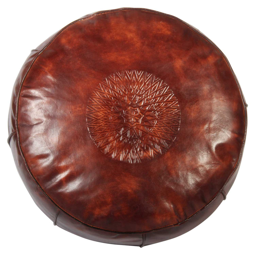 Marokkanisches Leder Sitzkissen Asli Rot-Braun