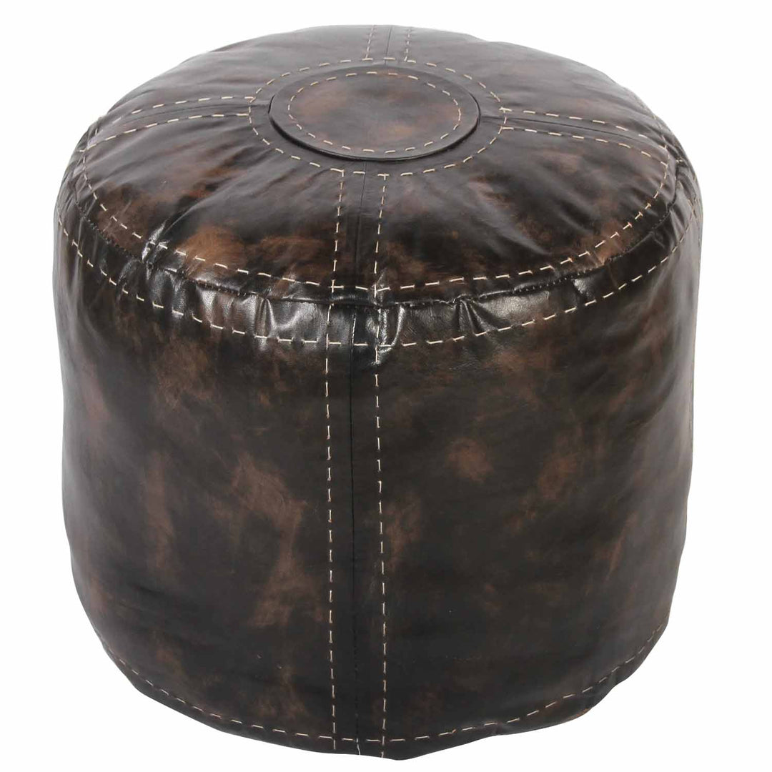 Moroccan Leather Cushion Rbati Black Brown