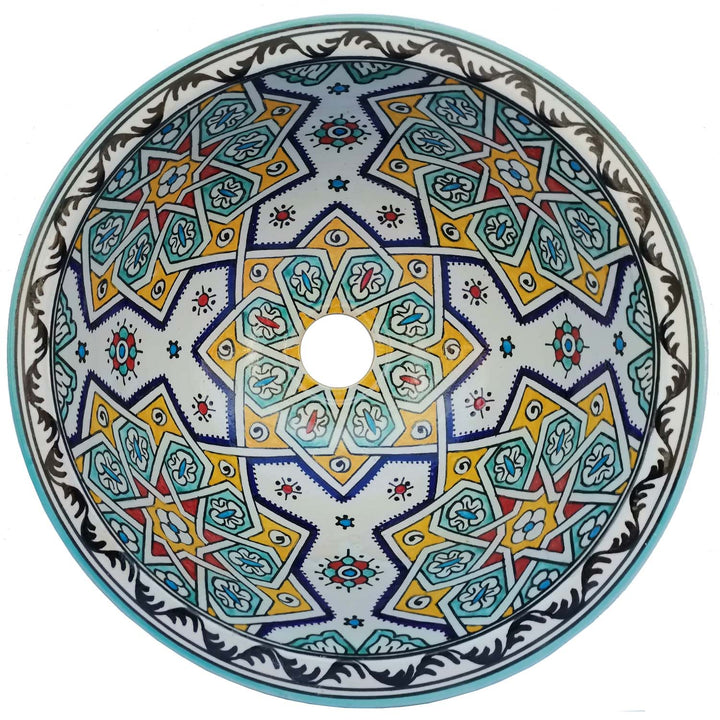 Oosterse handbeschilderde keramische wastafel Fes64