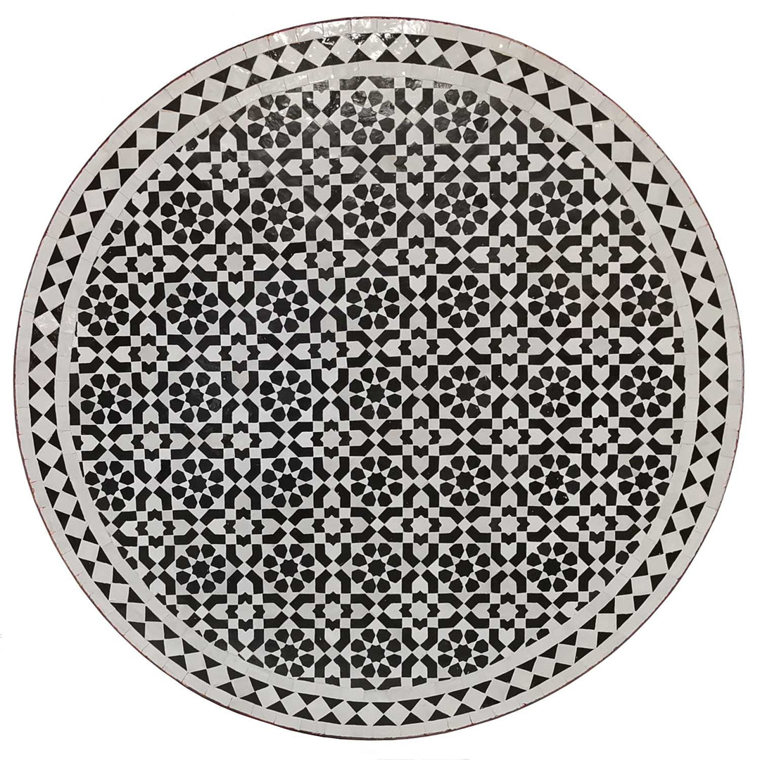 Mosaic table D100 black and white glazed