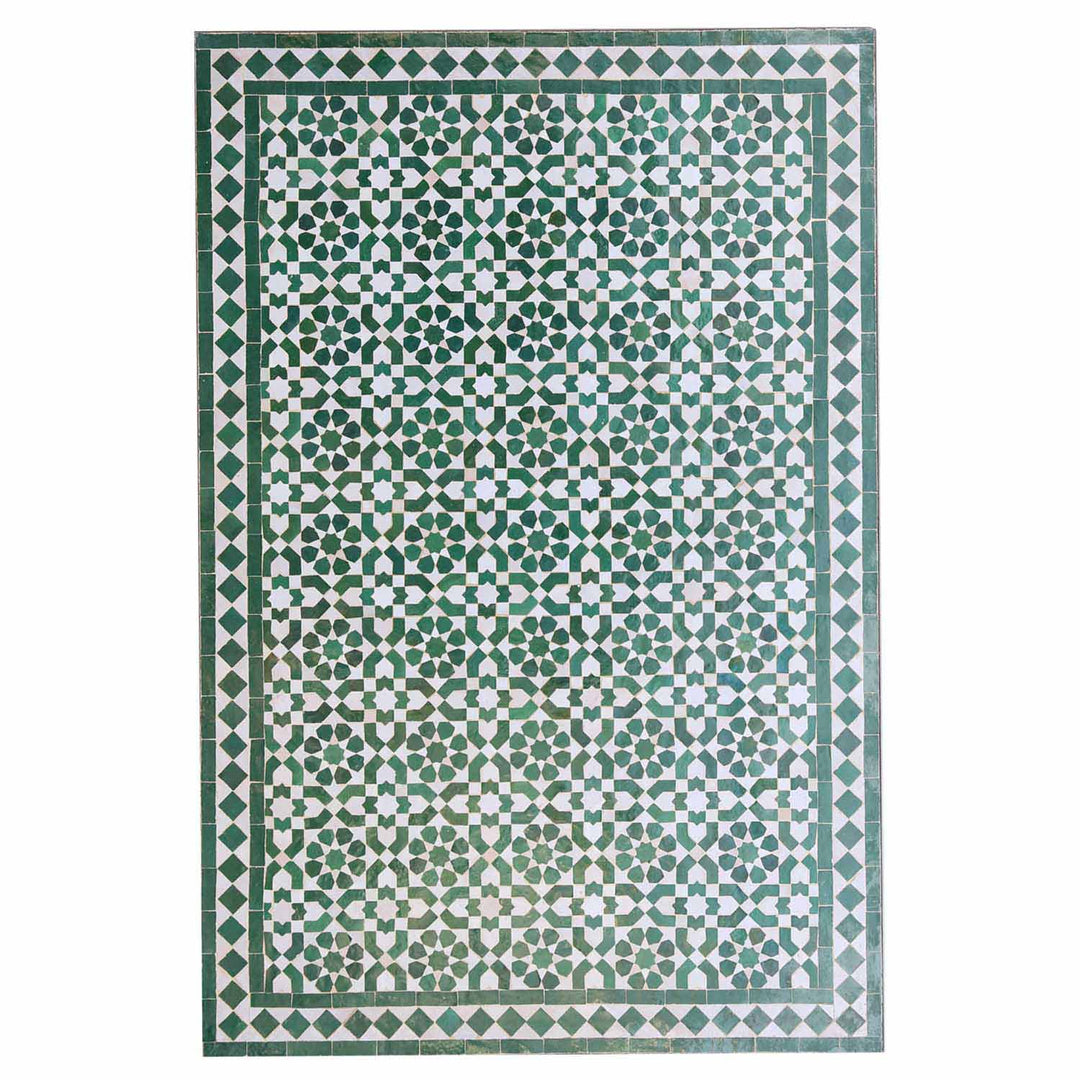 Mosaik-Esstisch 120x80 Grün Weiß glasiert