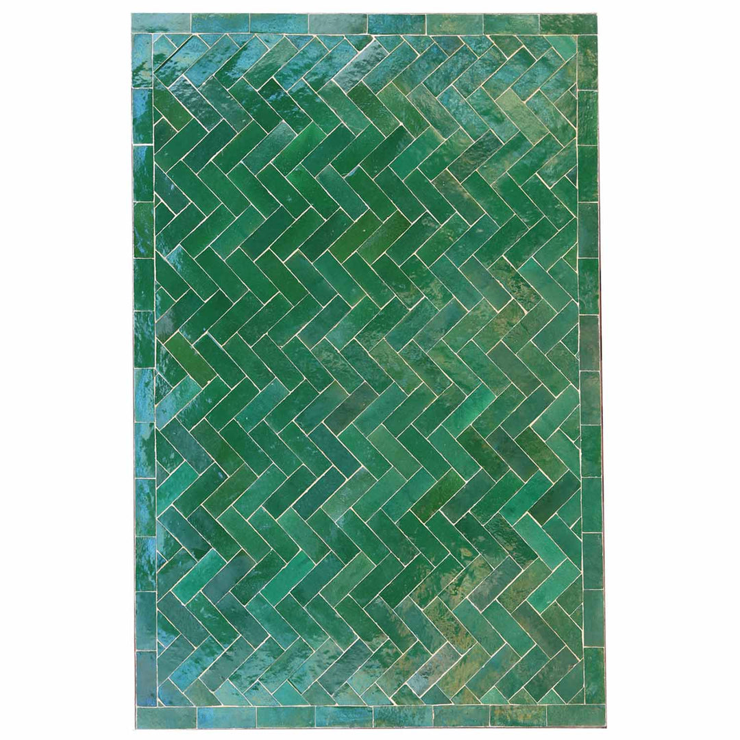 Mosaik Esstisch 120x80 grün glasiert