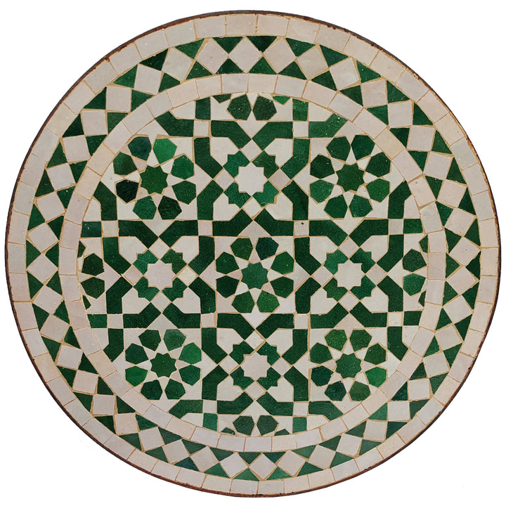 Mosaik-Beistelltisch Ø45 cm Grün Weiß glasiert