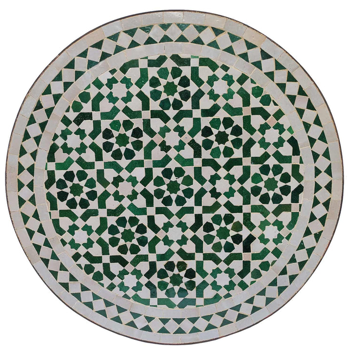 Mosaic table D60 green white glazed