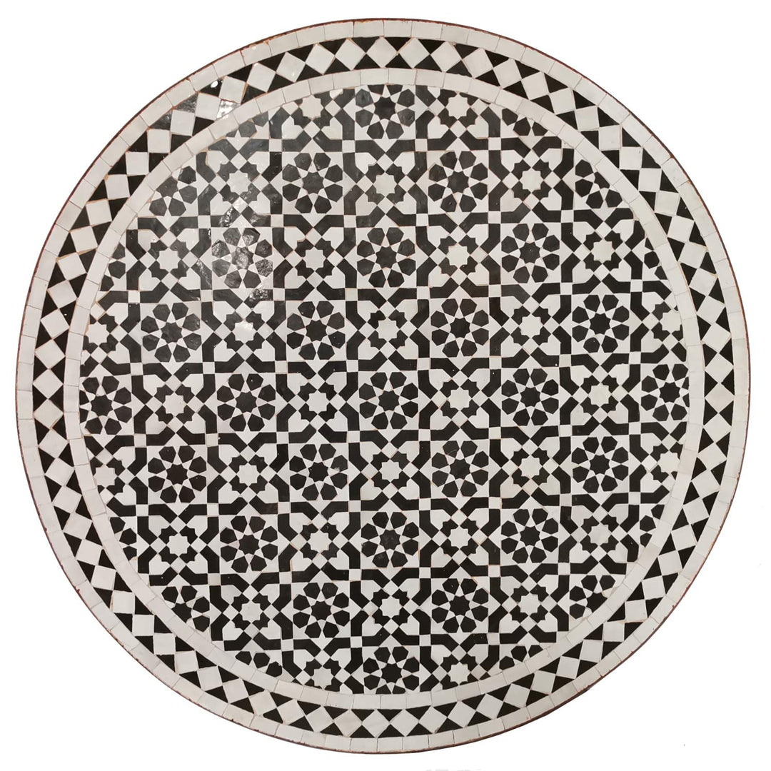 Mosaic table D90 black and white glazed