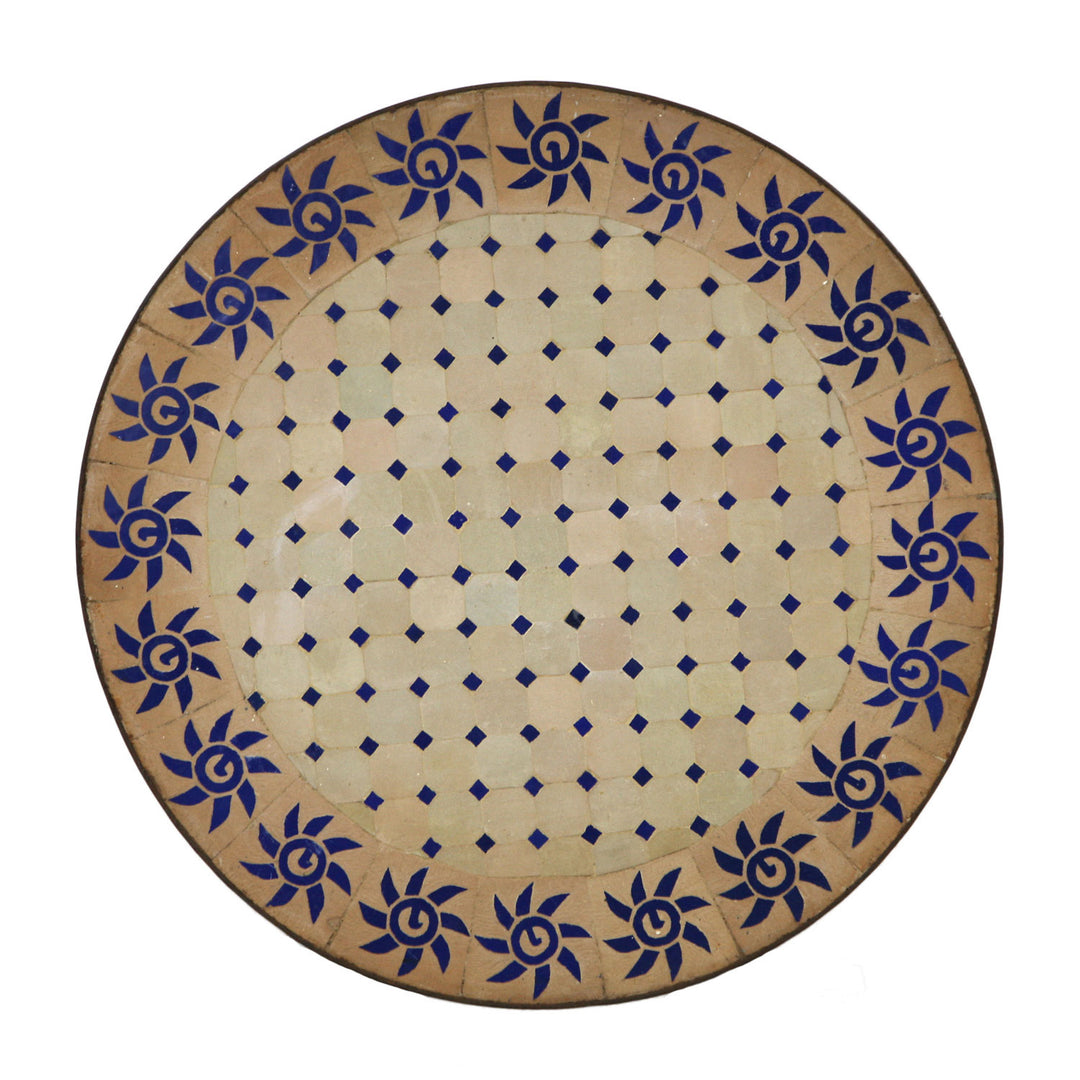 Mosaic table D80 round blue sun 