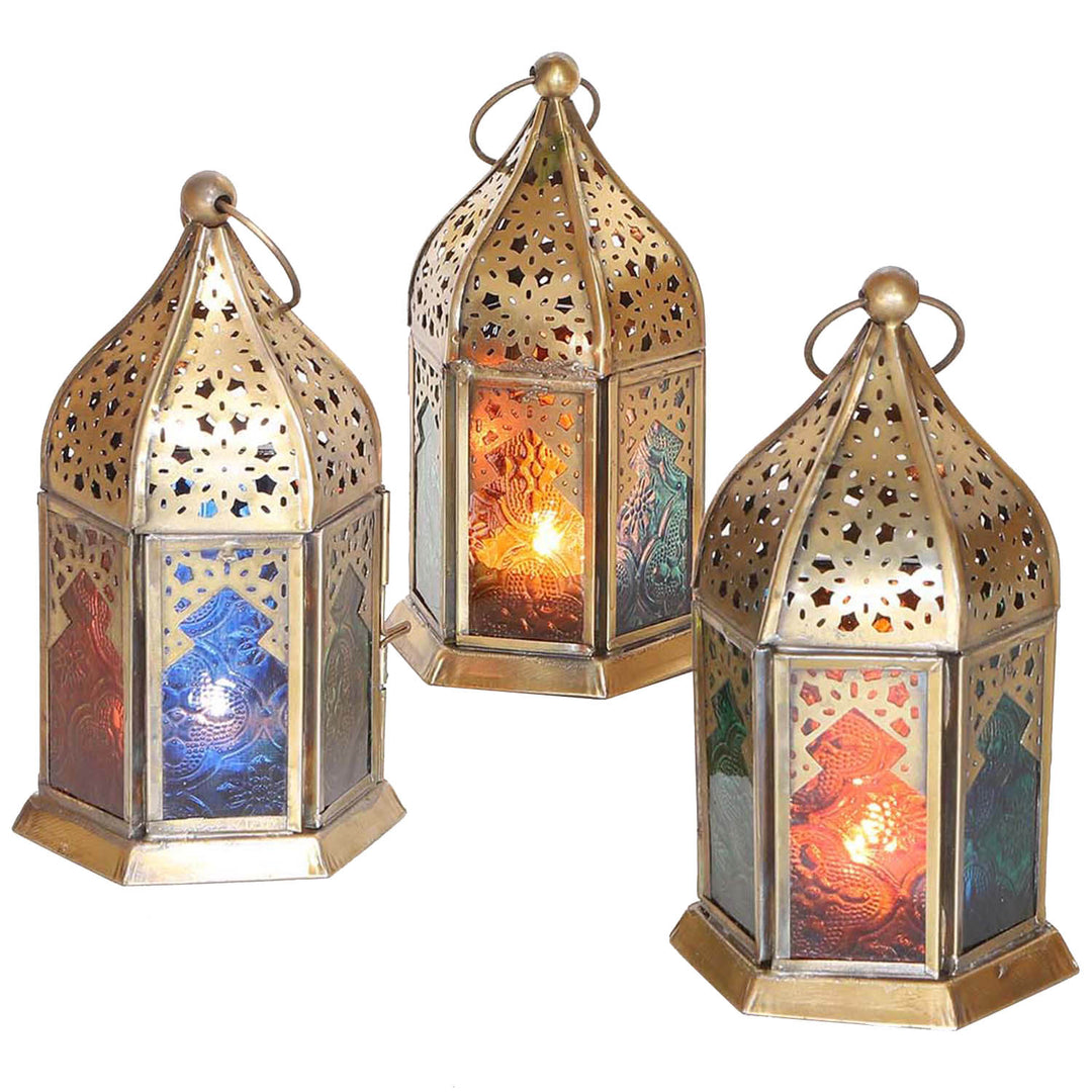 Orientalische Glas-Windlichter Nael Multifarbig 3er Set