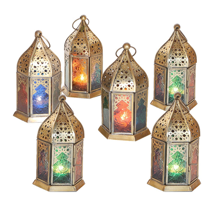 Orientalische Glas-Windlichter Nael Multifarbig 6er Set