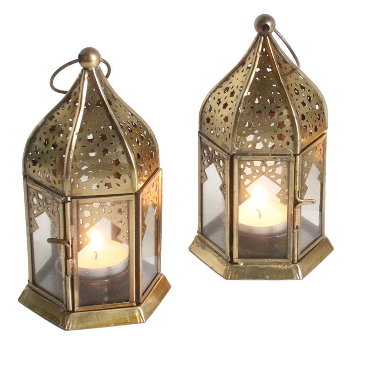 Oriental glass lanterns Nael Transparent set of 2