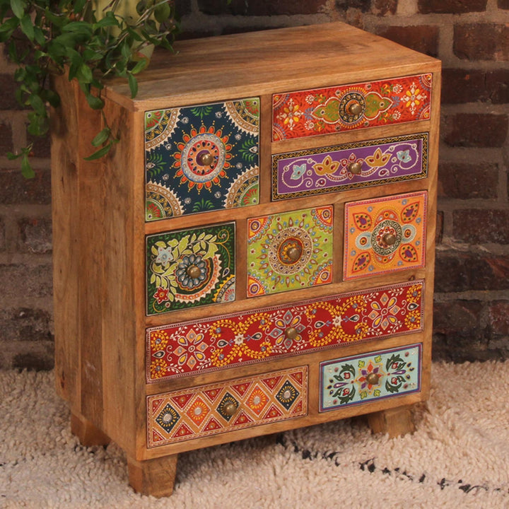 Oriental hand-painted chest of drawers Krishna