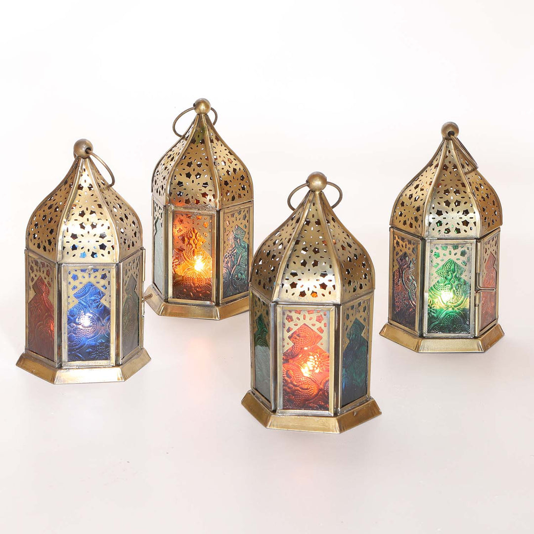 Orientalische Glas-Windlichter Nael Multifarbig 4er Set