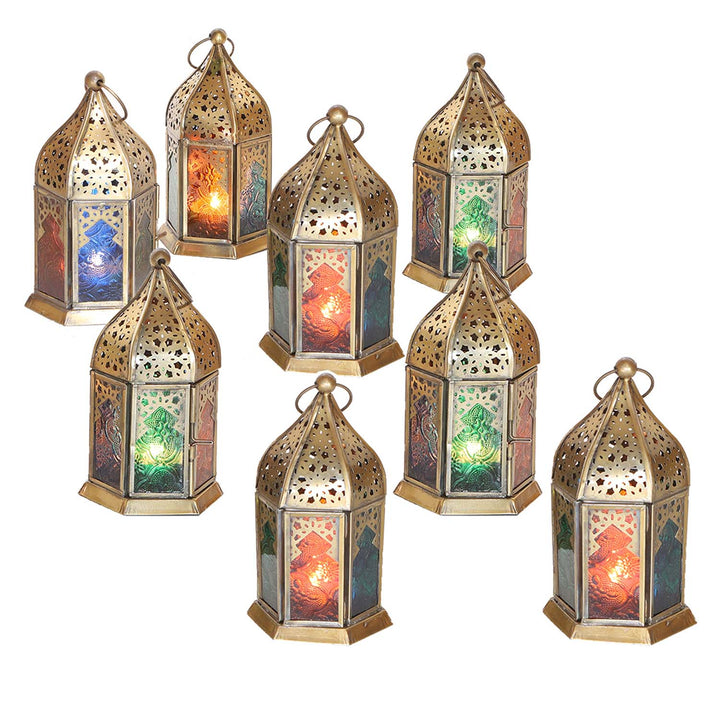 Orientalische Glas-Windlichter Nael Multifarbig 8er Set