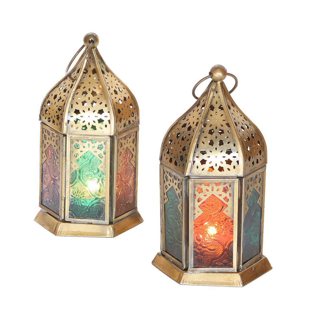 Orientalische Glas-Windlichter Nael Multifarbig 2er Set