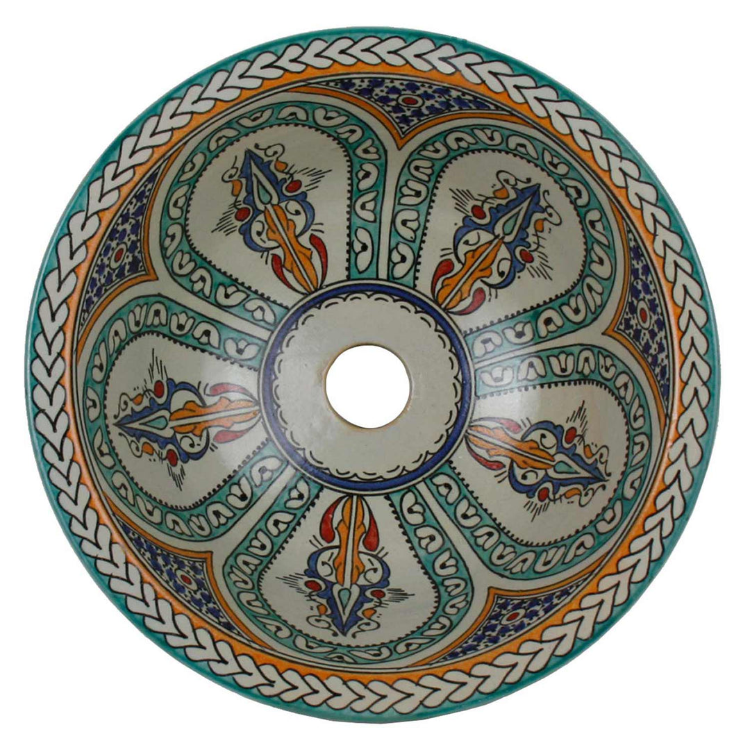 Oosterse handbeschilderde keramische wastafel Fes1