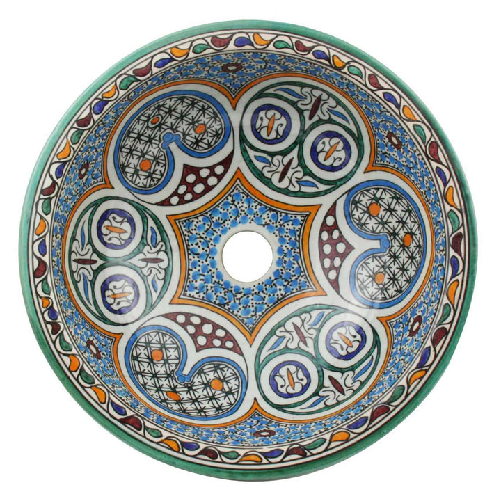 Oosterse handbeschilderde keramische wastafel Fes30