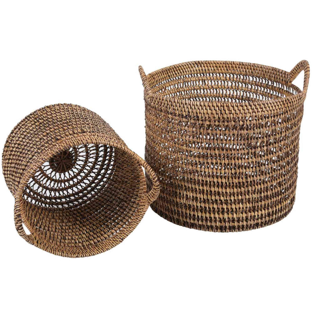Rattan basket Eda brown with handle