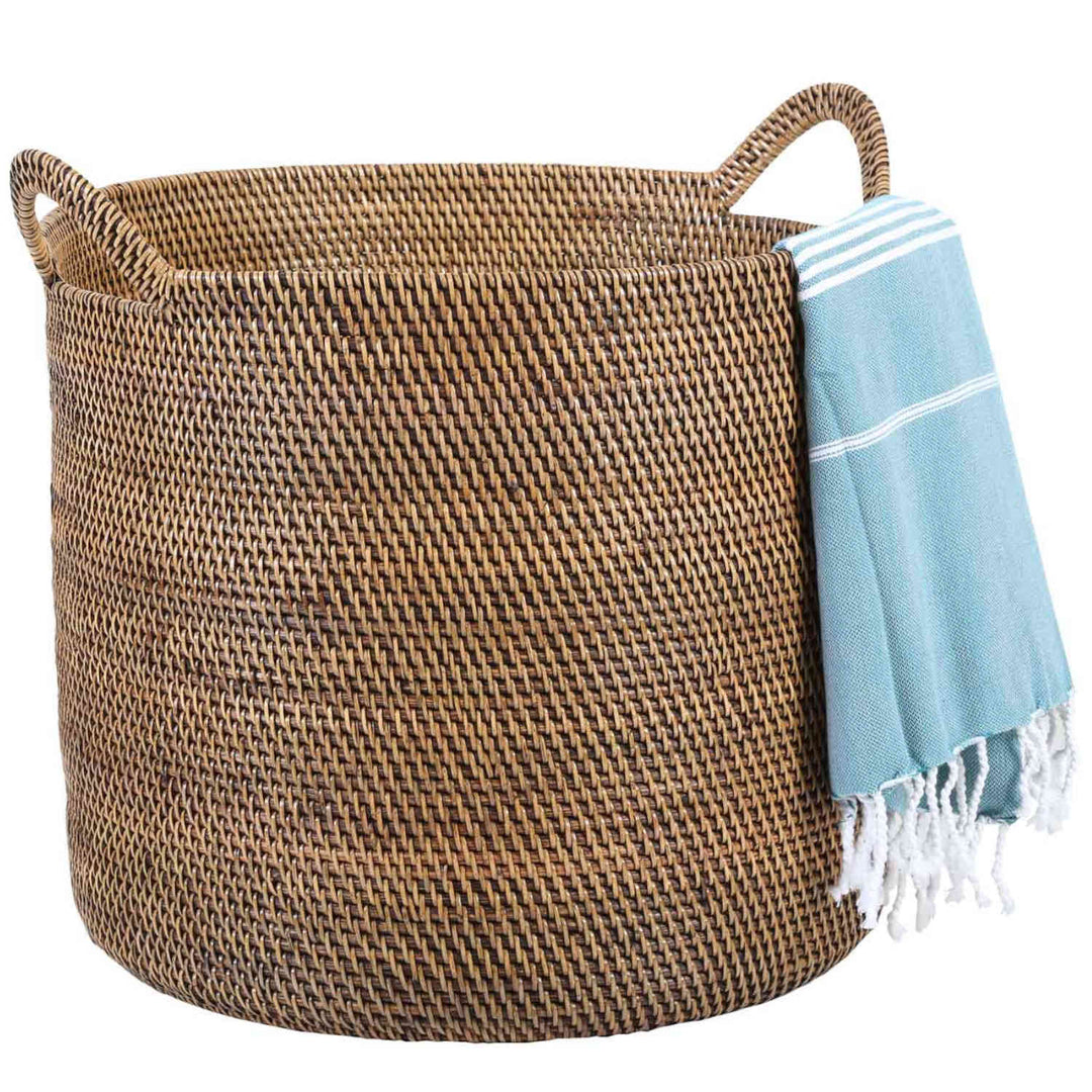 Rattan basket Elie brown with handle