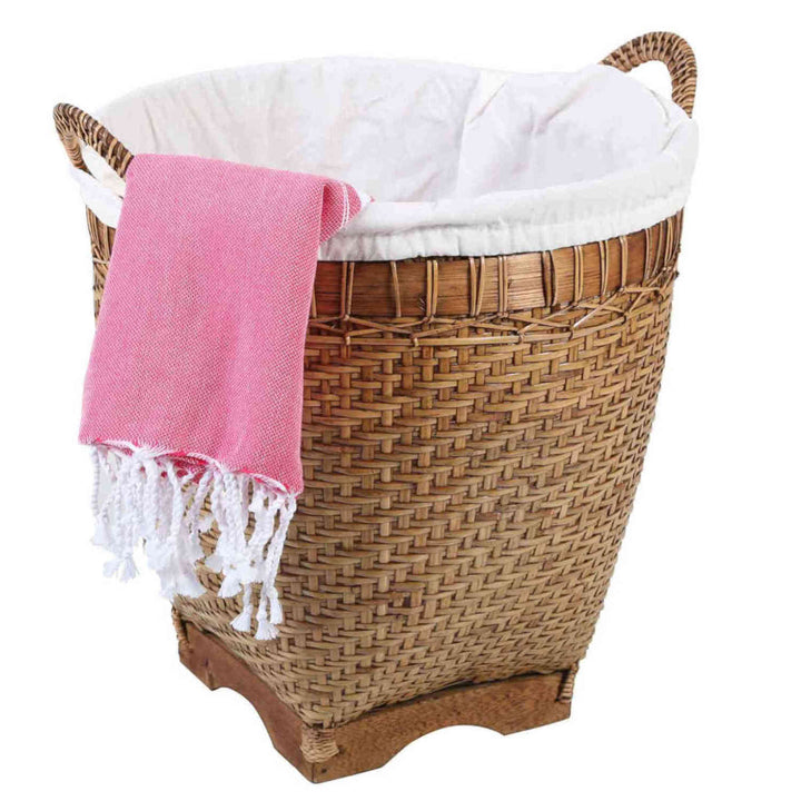 Rattan laundry basket Lea with handle