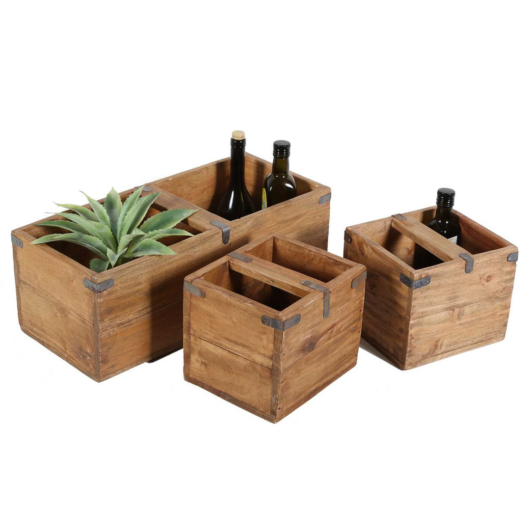 Teak wooden box Enzo set of 3