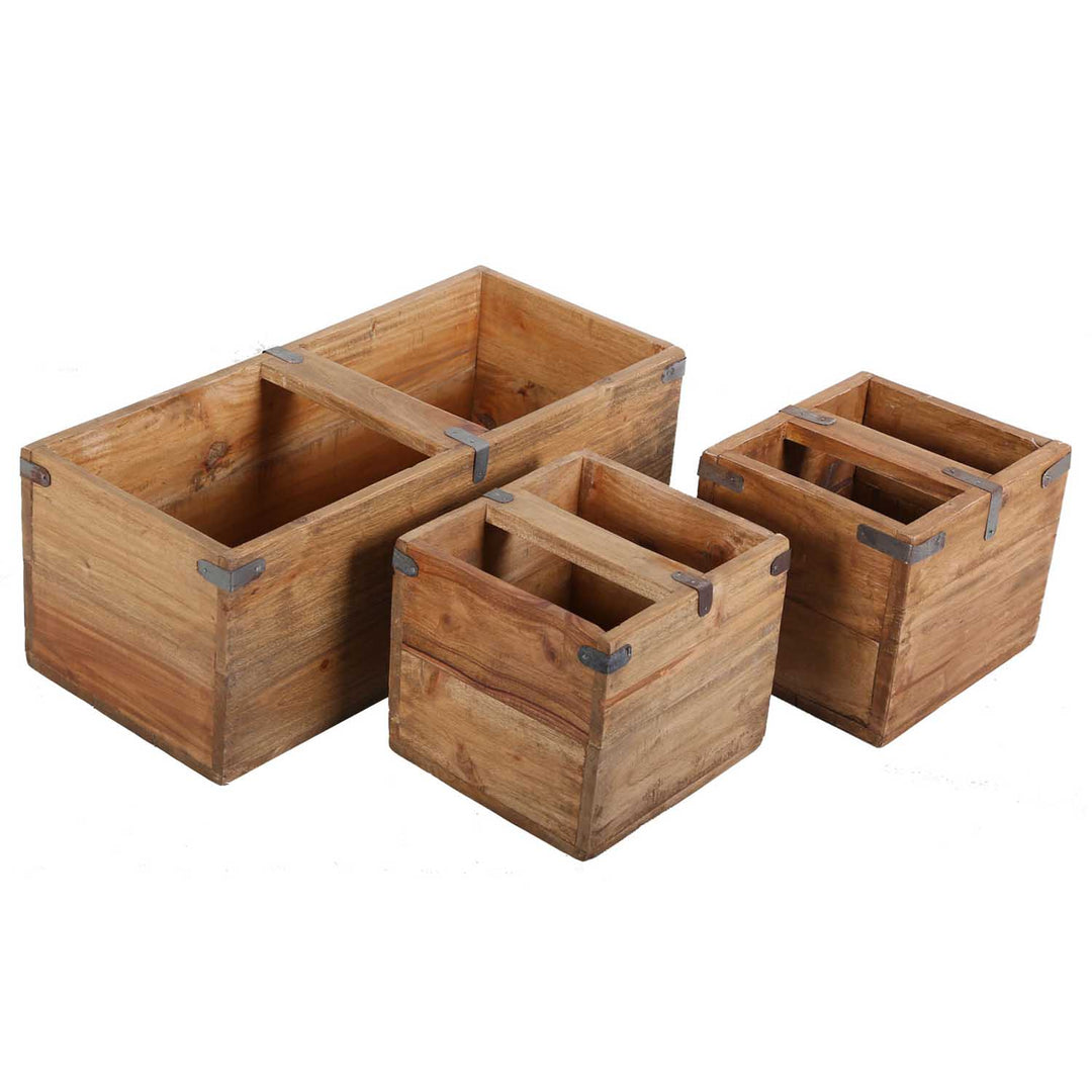 Teak wooden box Enzo set of 3