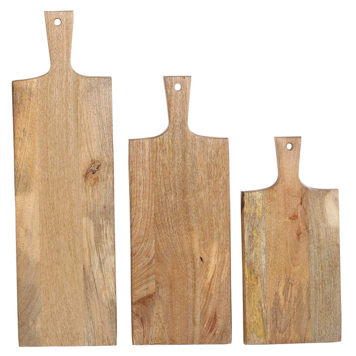 Wooden serving board with handle, set of 3