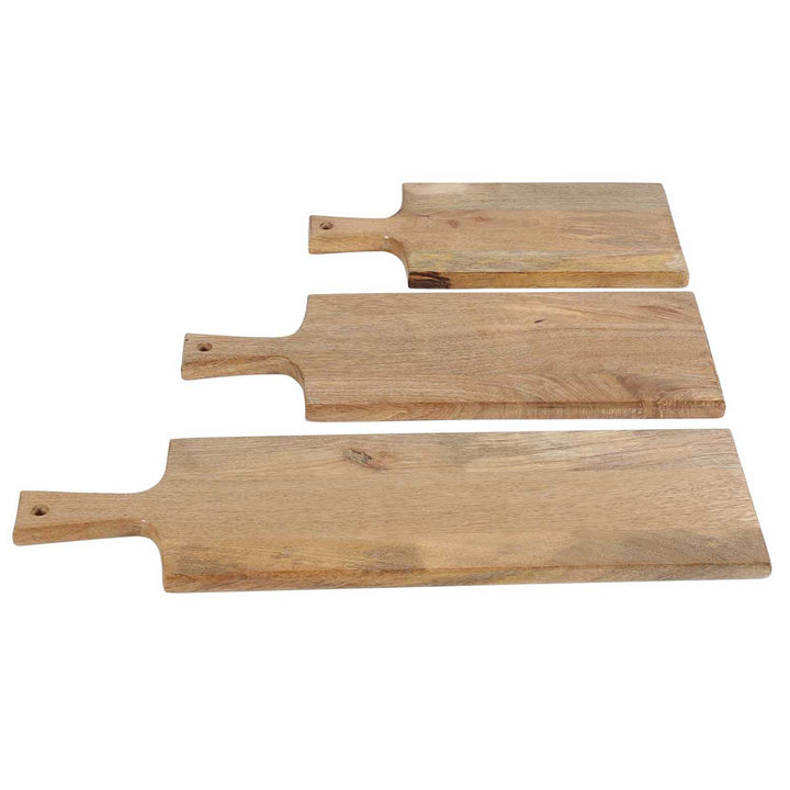 Wooden serving board with handle, set of 3