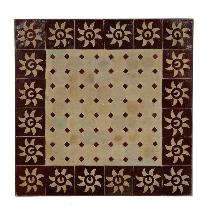 Couch-Mosaiktisch 60x60 Bordeaux-Sonne