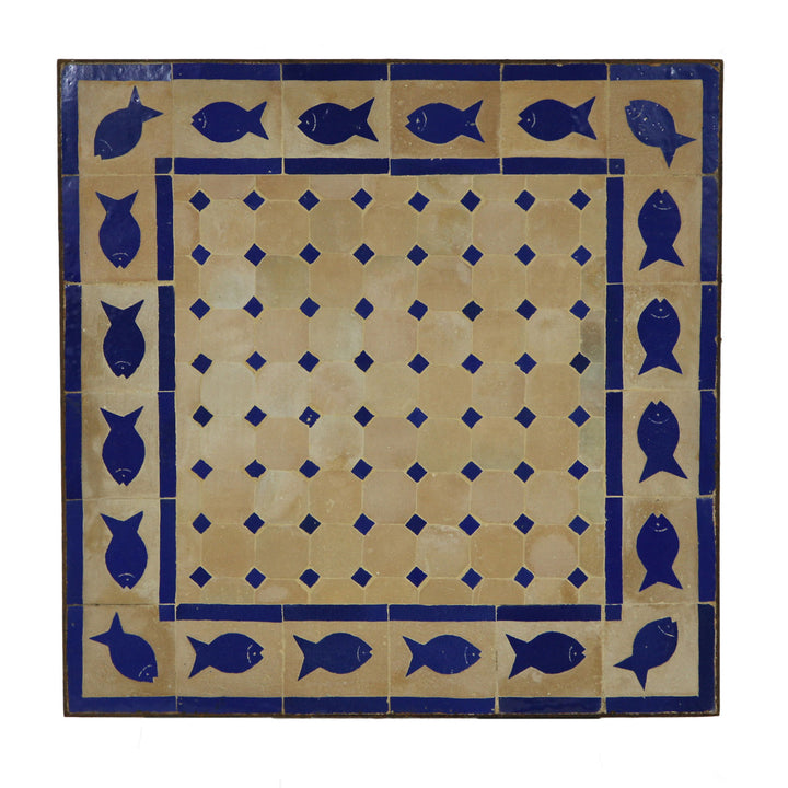 Mosaic table 60x60 fish blue