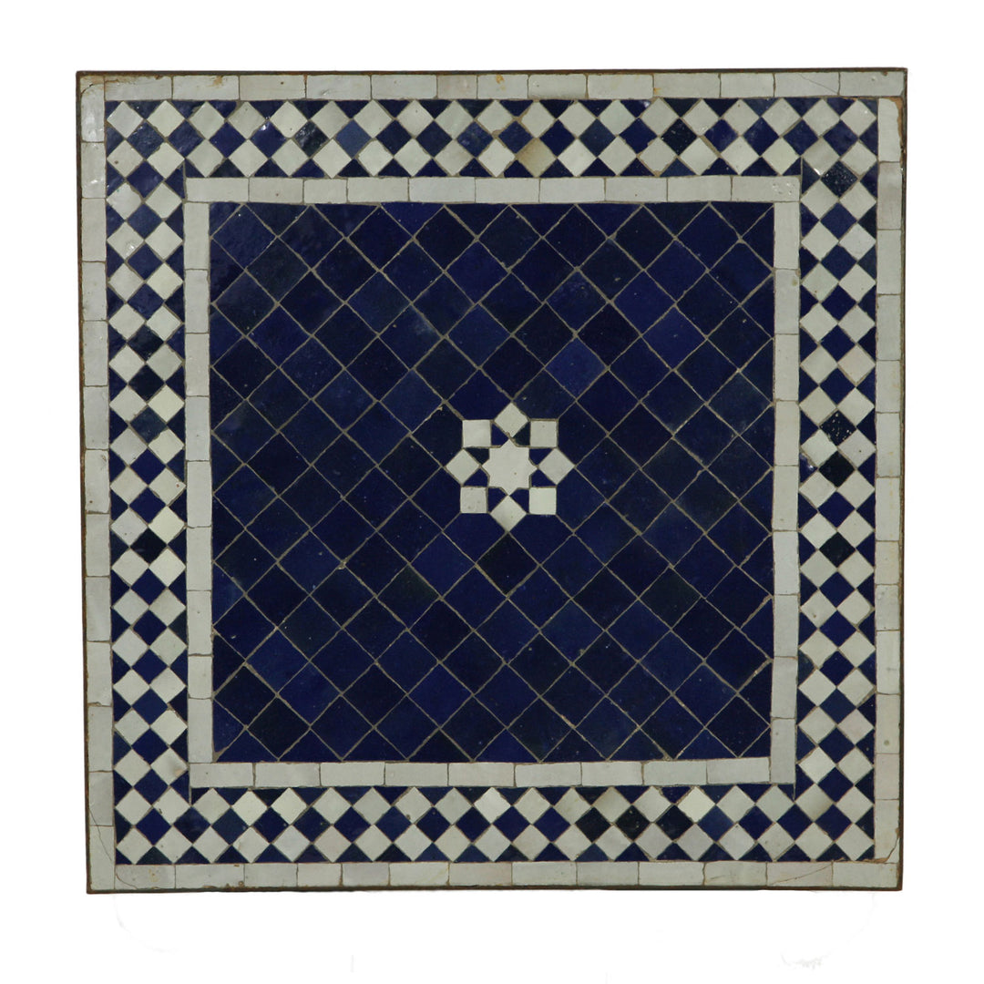 Mosaiktisch 60x60 Stern Blau Weiß