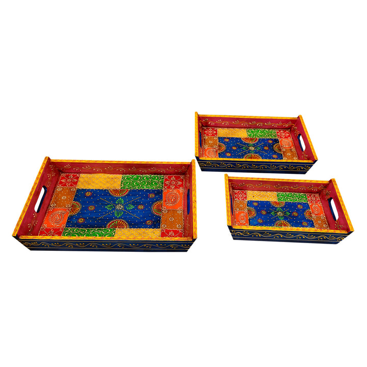 Hand-painted Lima serving trays in a set of 3