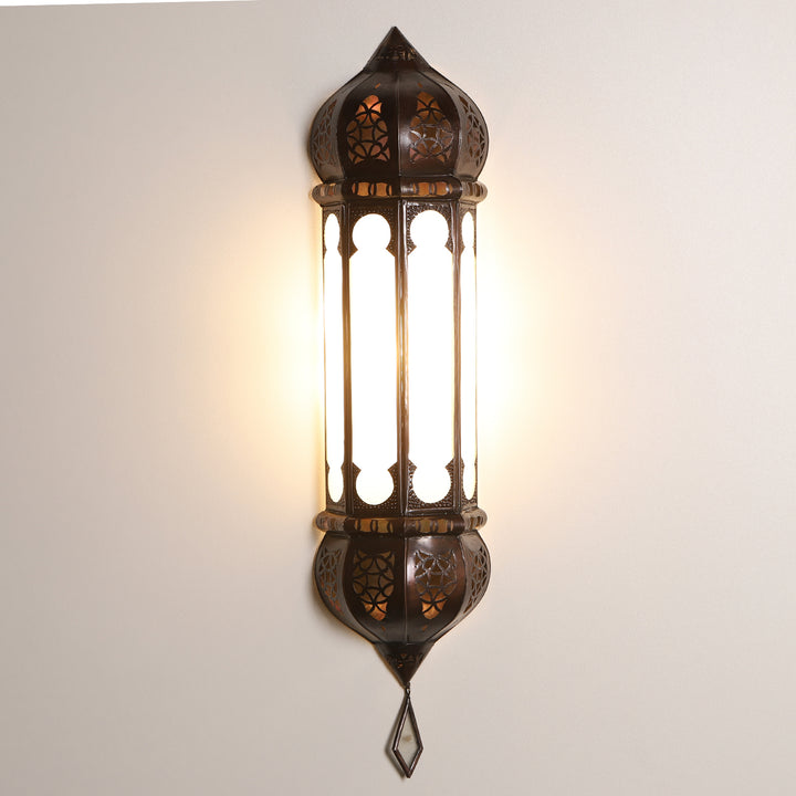 Marokkaanse wandlamp Ruya melkwit