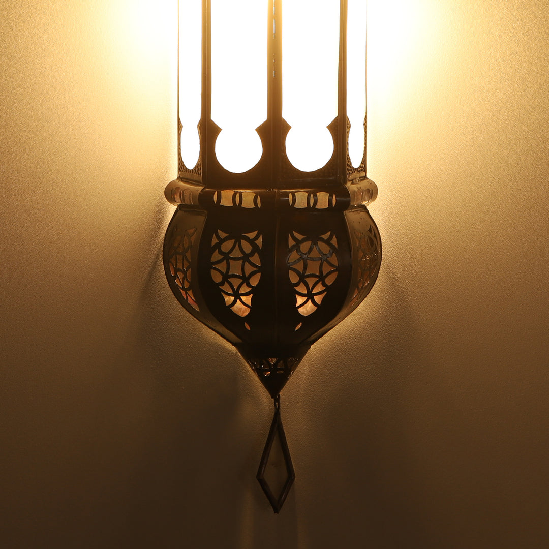 Marokkaanse wandlamp Ruya melkwit