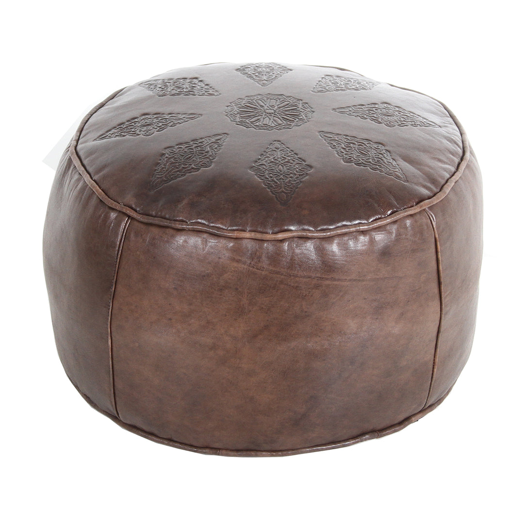 Oriental leather seat cushion Rachida brown