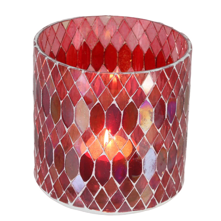 Marokkanisches Mosaik Windlicht Rayan Rot