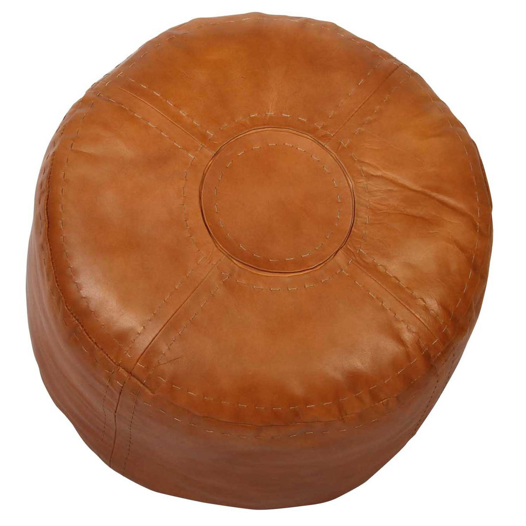 Moroccan leather seat cushion Rbati Orange