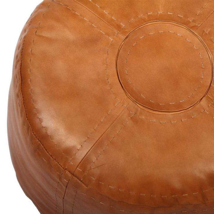 Moroccan leather seat cushion Rbati Orange