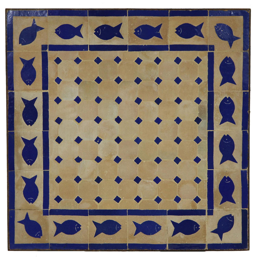 Couch-Mosaiktisch 60x60 Fisch Blau
