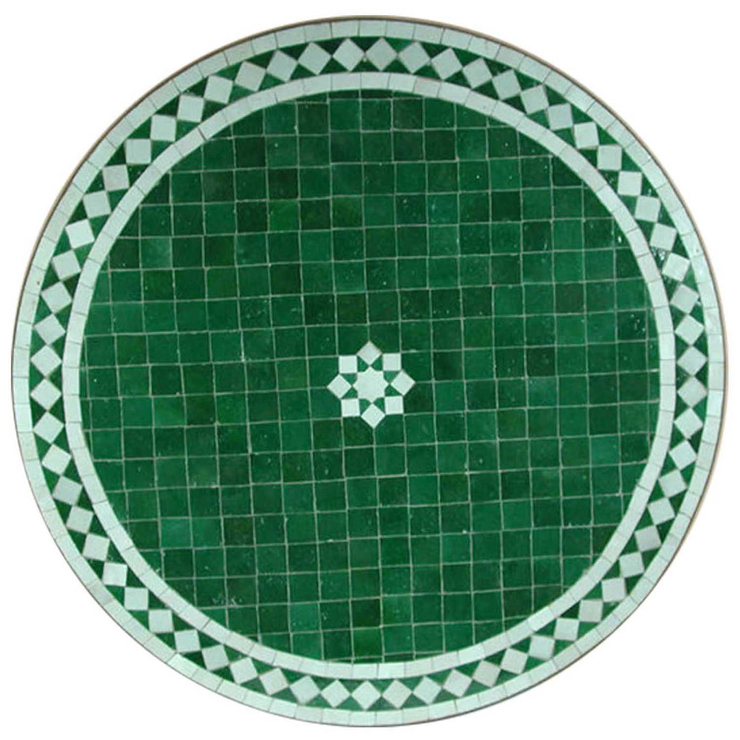 Mosaik Tisch aus Marokko - Grün Stern glasiert -M60-3