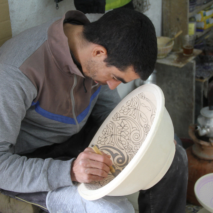 Orientalisches handbemaltes Keramik Waschbecken Fes111